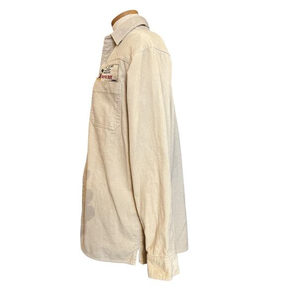 VTG Disney Store Mickey Mouse Playful Pluto Corduroy Shirt Sz S Oversized Cream - Picture 2 of 11